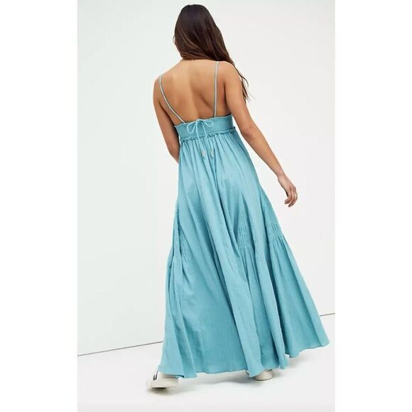 NEW Free People Blue Heat Haze Maxi Dress Size L Endless Summer Linen blend - Picture 2 of 10